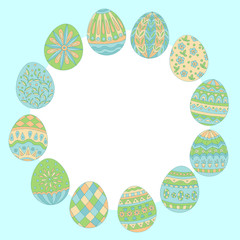 Round frame with abstract easter egg pattern