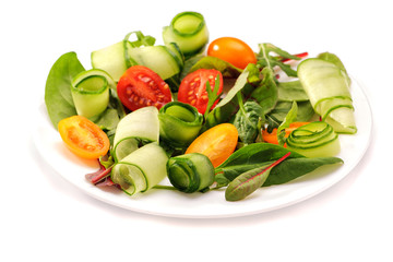 Fresh vegetable salad on white background, isolated