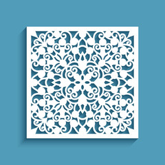 Square panel with lace pattern, template for laser cutting
