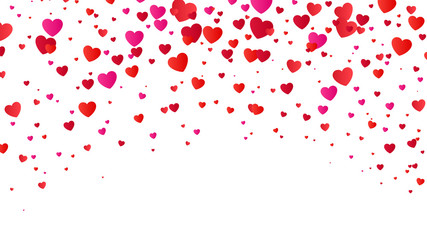 Fototapeta na wymiar Red Colorful Heart Halftone Valentine`s Day Background. Red Hearts on White. Vector illustration