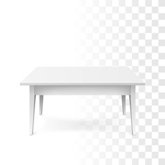 Realistic white table. White office table with shadow isolated on transparent background. Vector illustration