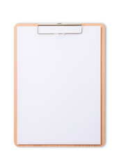 Clip note pad mock up with blank A4 size white page paper  isolated on white background with clipping path for business and education mockup template