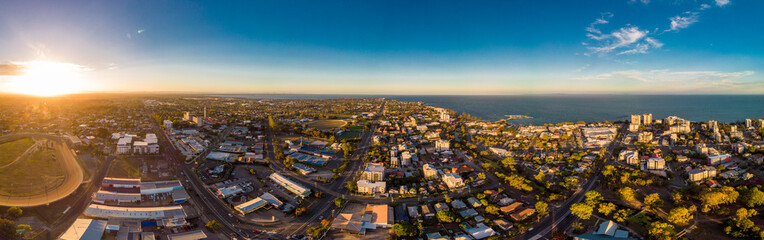 Aerial view of Suttons Beach area and jetty, Redcliffe, Australia - obrazy, fototapety, plakaty