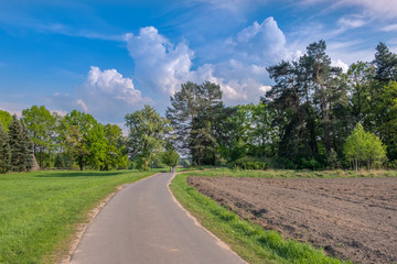 Fototapeta na wymiar Gewitterwolken über dem Oder-Neiße-Radweg bei Rothenburg