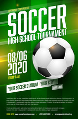 Soccer tournament poster template with ball and grass © Jaroslav Machacek