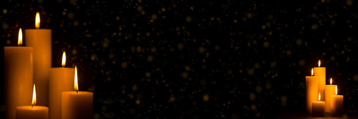 Candles on Dark Background for Thanksgiving, Valentines Day, Happy Birthday, Memorials, Festive, Christmas and Romance