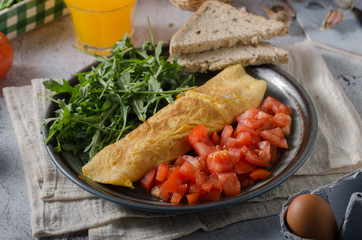 Egg omelette with salad