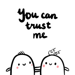 You can trust me hand drawn illustration with two marshmallows