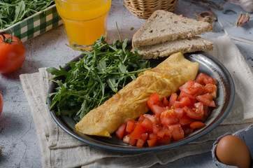 Egg omelette with salad