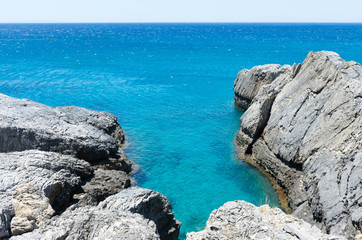 Fototapeta na wymiar Crete. Sea bay of volcanic origin