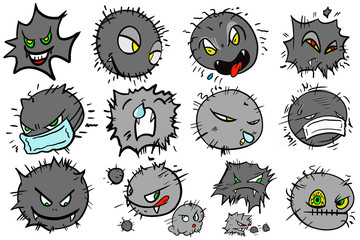 Dust pollution cartoon characters face expression graphic vector.