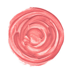 Pink makeup smear of lip gloss round shape