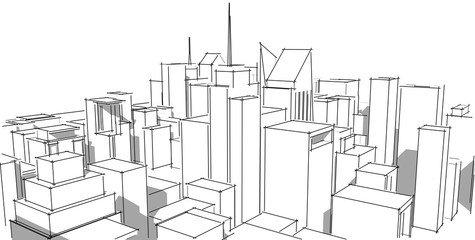Abstract architectral drawing sketch,Illustration