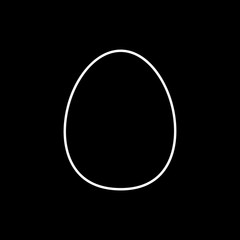 Flat line monochrome egg symbol for web sites and apps. Minimal simple black and white egg symbol. Isolated vector white egg symbol on black background.