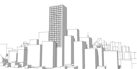 Abstract architectral drawing sketch,Illustration