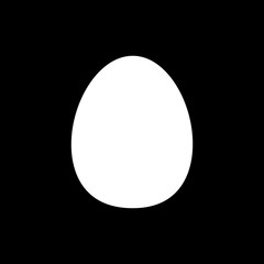 Flat line monochrome egg sign for web sites and apps. Minimal simple black and white egg sign. Isolated vector white egg sign on black background.