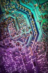 Circuit Board Multicolored Vignette Background