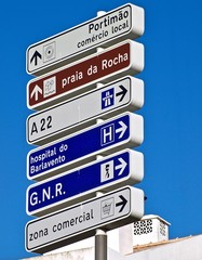 Street signs in Portimao in Portugal