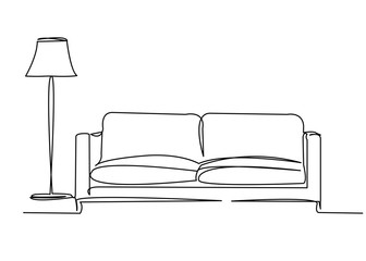 sofa and floor lamp