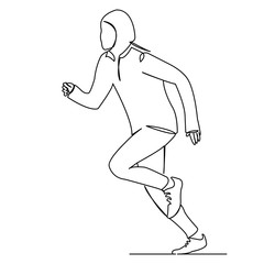 muslim woman in hijab running athlete