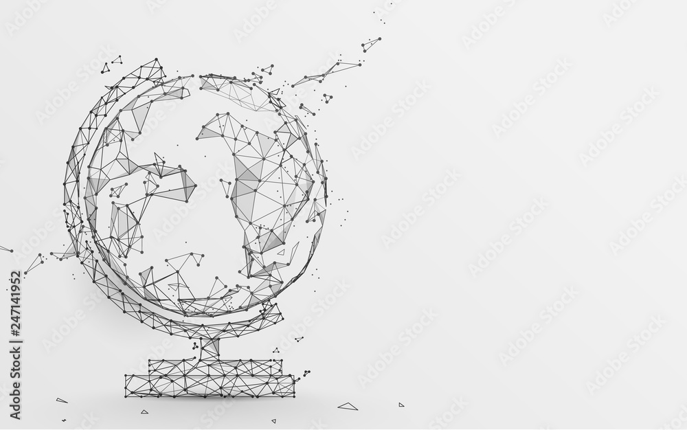 Poster Globe icon from lines, triangles and particle style design. Illustration vector