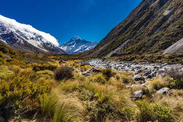 Hooker Valley Track in Aoraki National Park, New Zealand, South Island