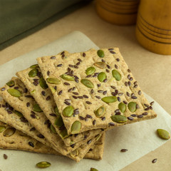 Crispbread with pumpkin seed and flax seed