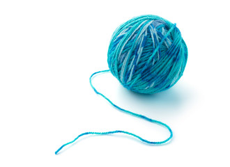 Ball of yarn on white background