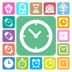 Clocks and time icons set