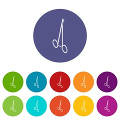 Vascullar scissors icons color set vector for any web design on white background
