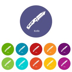 Knife icons color set vector for any web design on white background