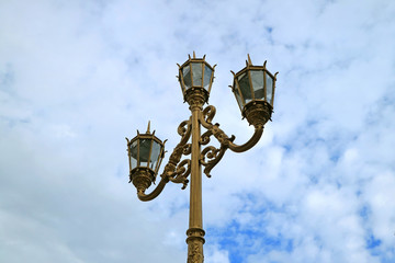 Fototapeta na wymiar Beautiful Art Nouveau Style Street Lamps against Cloudy Sky of Buenos Aires, the capital city of Argentina, South America 