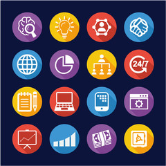 Business Enterprise Icons Flat Design Circle