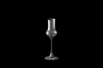 3D illustration of grappa glass isolated on black - drinking glass render
