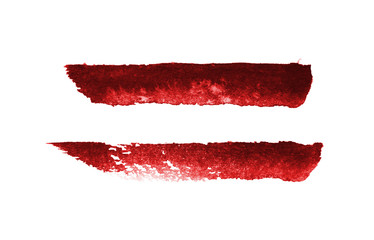 Red of color strokes on white background with clipping path