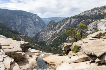 Fototapeta na wymiar Top of waterfall in Yosemite National Park, California, USA