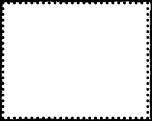 Postage Stamp Decorative Black & White Edge. Type Text Inside, Use as Overlay or for Layer Mask	