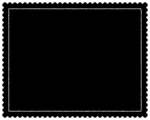 Postage Stamp Decorative Black & White Edge. Type Text Inside, Use as Overlay or for Layer Mask	