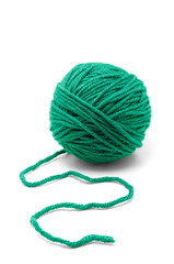 Ball of yarn on white background