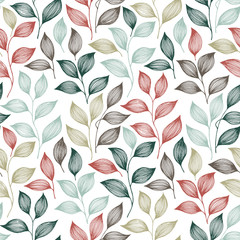 Materiał do szycia Wrapping tea leaves pattern seamless vector illustration.