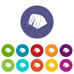 Mountain tent icons color set vector for any web design on white background
