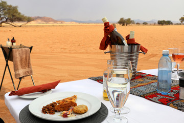 lunch in the beautiful desert Sossusvlei - Namibia Africa