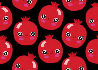Kawaii fruits seamless pattern garnet