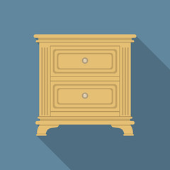 Vintage nightstand icon. Flat illustration of vintage nightstand vector icon for web design