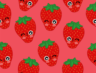 Kawaii berries seamless pattern strawberry 2
