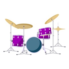 Modern drums kit icon. Flat illustration of modern drums kit vector icon for web design