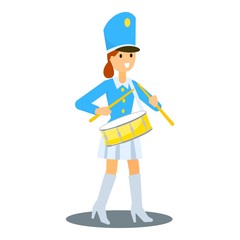 Drums girl icon. Flat illustration of drums girl vector icon for web design