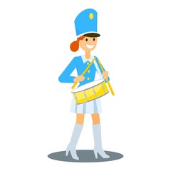 Parade girl drummer icon. Flat illustration of parade girl drummer vector icon for web design