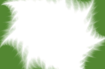Fototapeta na wymiar White fractal pattern on green background. Fantasy fractal texture. Digital art. 3D rendering. Computer generated image.