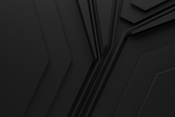 graphic dark black abstract modern background pattern matte material 3d illustration.